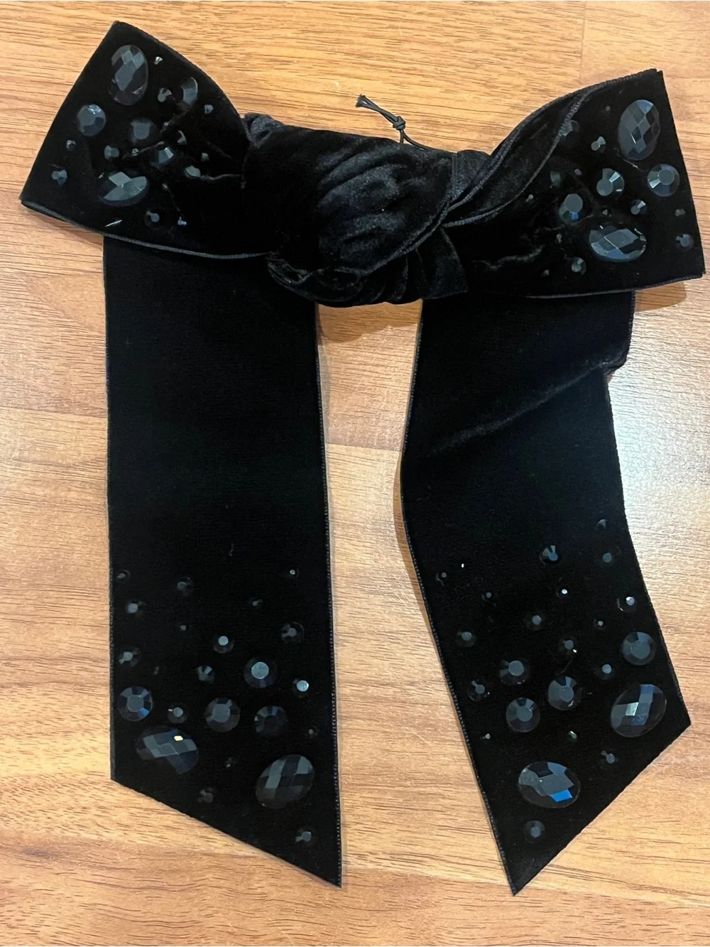 Lele Sadoughi Shirley Crystal Jet Pebble Bow - NWT